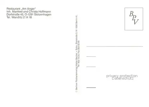 AK / Ansichtskarte Stolzenhagen_Wandlitz Restaurant Am Anger Theke Gastraeume Stolzenhagen Wandlitz