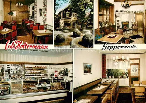 AK / Ansichtskarte Seppenrade Cafe Holtermann Gastraeume Verkaufstheke Brunnen Seppenrade