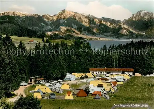 AK / Ansichtskarte Rosshaupten_Forggensee Campingplatz Geiselstein Gumpenkarspitze Brandnerschrofen Saeuling Rosshaupten Forggensee