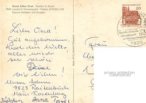 AK / Ansichtskarte Lenzkirch Hotel Adler Post Lenzkirch