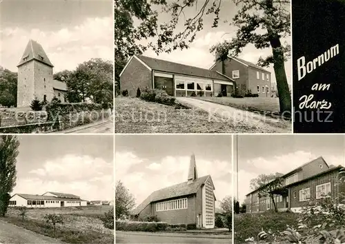 AK / Ansichtskarte Bornum_Harz Turm Halle Kirche Bornum Harz