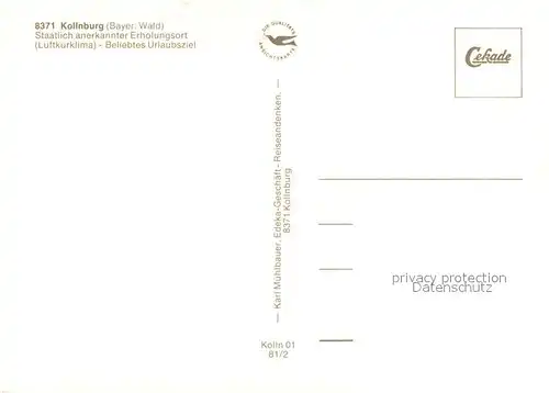 AK / Ansichtskarte Kollnburg Gasthof Pension Muehlbauer Fliegeraufnahme Panorama Kollnburg