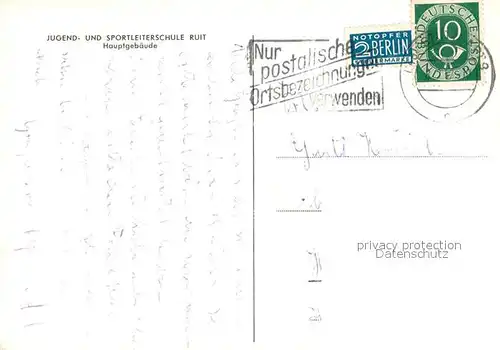 AK / Ansichtskarte Ruit_Bretten Jugend und Sportleiterschule Ruit Hauptgebaeude Ruit Bretten