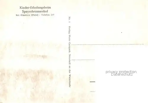 AK / Ansichtskarte Elmstein Kinder Erholungsheim Speyerbrunnehof Elmstein