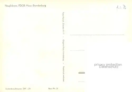 AK / Ansichtskarte Neuglobsow FDGB Haus Brandenburg Neuglobsow