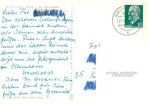 AK / Ansichtskarte Neustadt_Orla Am Gamsenteich Neustadt_Orla