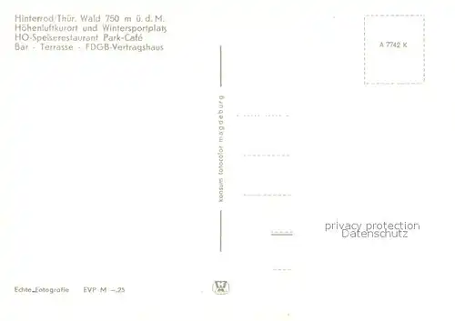 AK / Ansichtskarte Hinterrod_Waffenrod HO Speiserestaurant Park Cafe Bar Terrasse FDGB Vertragshaus Hinterrod Waffenrod