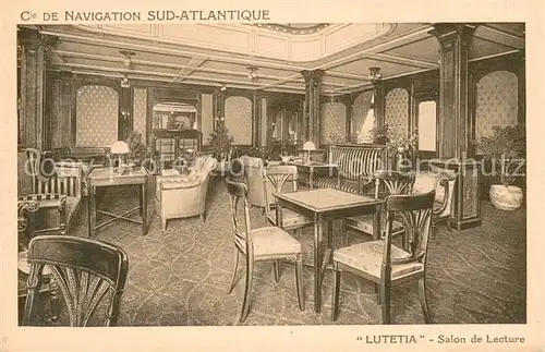 AK / Ansichtskarte Dampfer_Oceanliner LUTETIA Salon de Lecture 