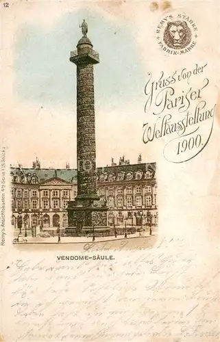 AK / Ansichtskarte 33 Exposition_Universelle_Paris_1900 Vendome Saeule  