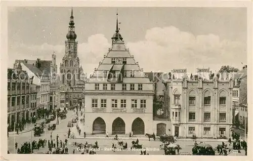 AK / Ansichtskarte Greifswald Rathaus und Nicolaikirche Greifswald