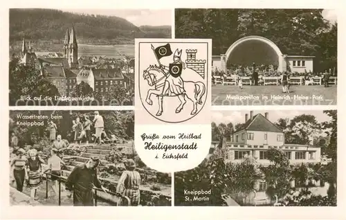 AK / Ansichtskarte Heiligenstadt_Eichsfeld Liebfrauenkirche Musikpavillon im Heinrich Heine park Wassertreten Kneippbad St Martin Heiligenstadt_Eichsfeld