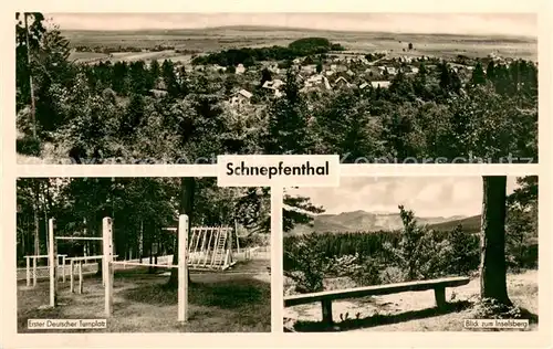 AK / Ansichtskarte Schnepfenthal Panorama Erster Dt Turnplatz Blick zum Inselsberg Schnepfenthal