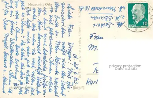 AK / Ansichtskarte Neustadt_Orla Blick vom Centbaumweg Neustadt_Orla