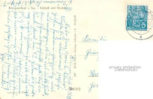 AK / Ansichtskarte Klingenthal_Vogtland Schloss mit Kirche Klingenthal_Vogtland
