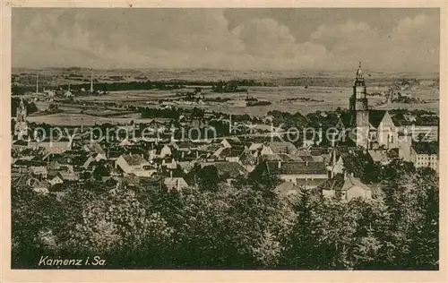 AK / Ansichtskarte Kamenz_Sachsen Stadtpanorama Kirche Kamenz Sachsen