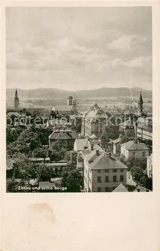 AK / Ansichtskarte Zittau Stadtpanorama und seine Berge Zittauer Gebirge Zittau