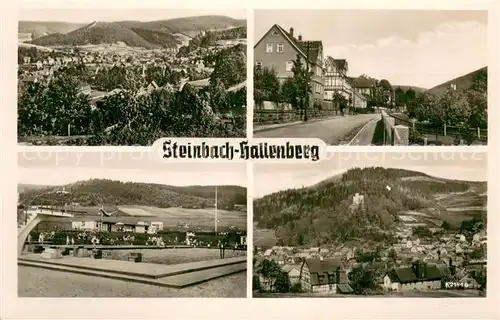 AK / Ansichtskarte Steinbach_Hallenberg Panorama Ortsstrasse Freibad Steinbach_Hallenberg