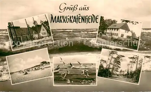 AK / Ansichtskarte Markgrafenheide_Rostock Ferienheim HO Gaststaette Strand Moewen Brandung Waldweg Markgrafenheide_Rostock