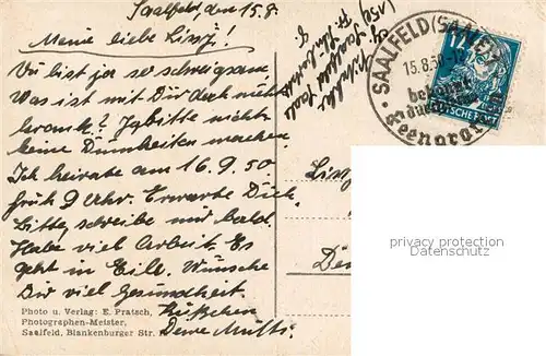 AK / Ansichtskarte Saalfeld_Saale Stadt der Feengrotten Quellenhaus Fachwerkhaus Saalfeld_Saale