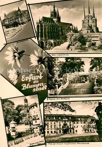 AK / Ansichtskarte Erfurt Teilansichten Blumenstadt Dom Severikirche Stadtpark Platz der DSF HO Warenhaus Muehle Erfurt