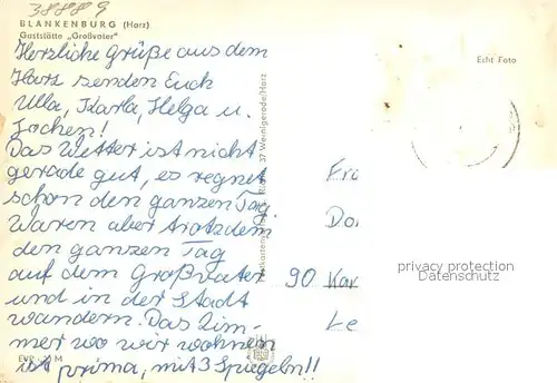 AK / Ansichtskarte Blankenburg_Harz Gaststaette Grossvater Blankenburg_Harz