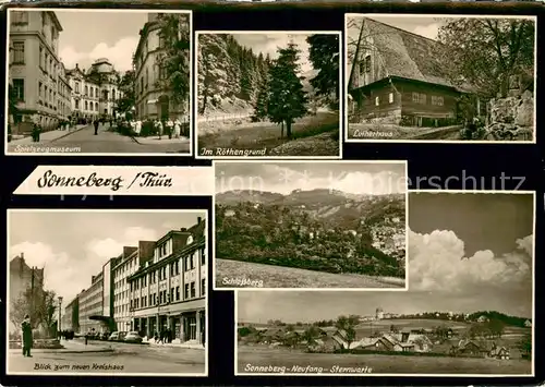 AK / Ansichtskarte Sonneberg_Thueringen Spielzeugmuseum Im Roethengrund Lutherhaus Neues Kreishaus Schlossberg Neufang Sternwarte Sonneberg Thueringen