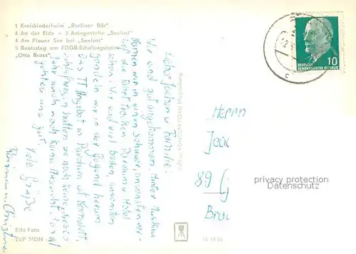 AK / Ansichtskarte Plau_Mecklenburg Kreiskinderheim An der Elde Anlegestelle Seelust Plauer See Bootssteg Plau_Mecklenburg