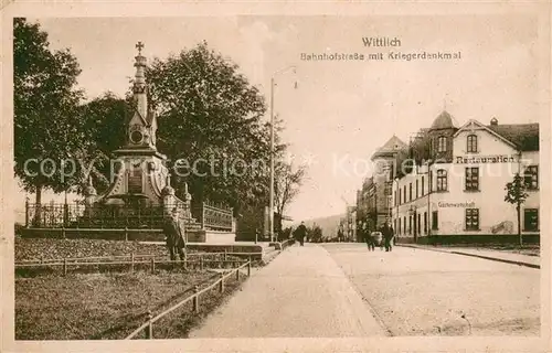AK / Ansichtskarte Wittlich Bahnhofstrasse mit Kriegerdenkmal Wittlich