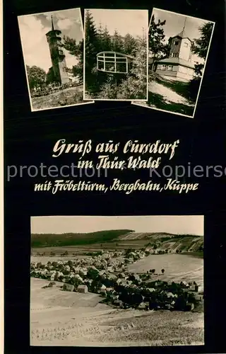 AK / Ansichtskarte Cursdorf mit Froebelturm Bergbahn Kuppe Panorama Cursdorf