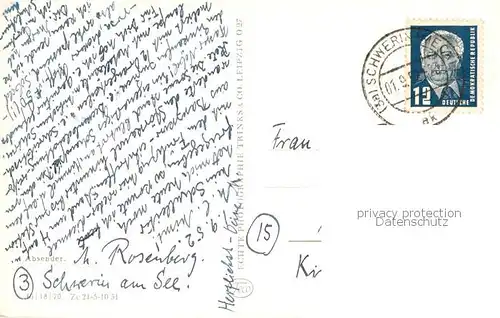 AK / Ansichtskarte Schwerin__Mecklenburg Pfaffenteich mit Domblick 