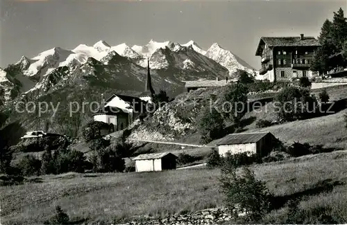 AK / Ansichtskarte Zeneggen_VS Dorfansicht mit Pension Alpenblick gegen Mischabelgruppe Walliser Alpen 