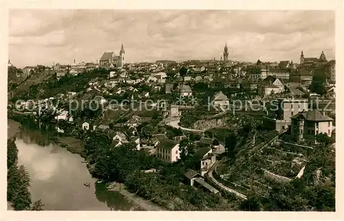 AK / Ansichtskarte Znaim_CZ Stadtpanorama mit Donau 