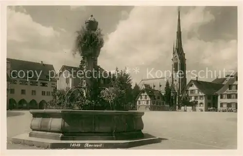 AK / Ansichtskarte Amriswil_TG Zentrum Brunnen Kirche Amriswil TG