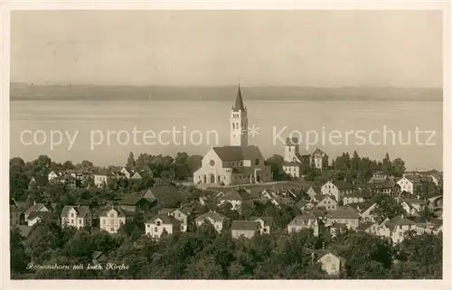 AK / Ansichtskarte Romanshorn_TG Stadtansicht mit Kirche Blick ueber den Bodensee Romanshorn TG