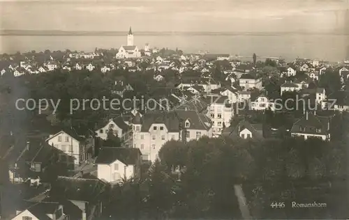 AK / Ansichtskarte Romanshorn_TG Stadtansicht mit Kirche Blick ueber den Bodensee Romanshorn TG