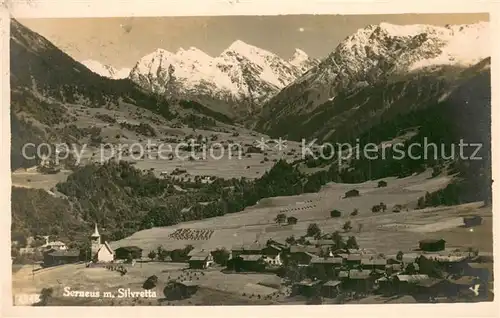 AK / Ansichtskarte Serneus_GR Panorama mit Silvretta Alpen 