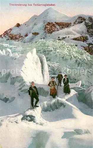 AK / Ansichtskarte Tschiervagletscher_GR Traversierung des Gletschers Bergwelt 