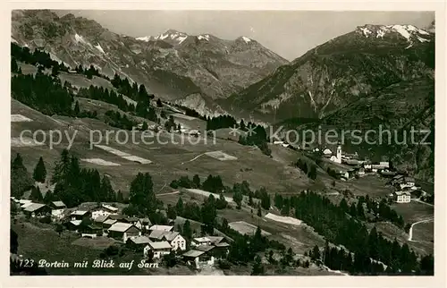 AK / Ansichtskarte Portein_GR mit Blick auf Sarn und Alpen 
