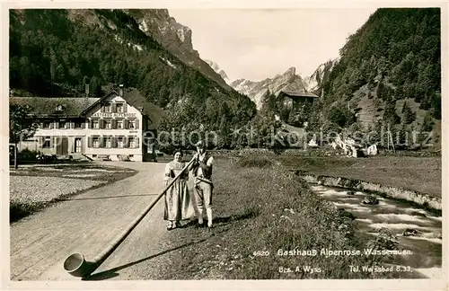 AK / Ansichtskarte Wasserauen_IR Gasthaus Alpenrose Alphornblaeser Alpen 