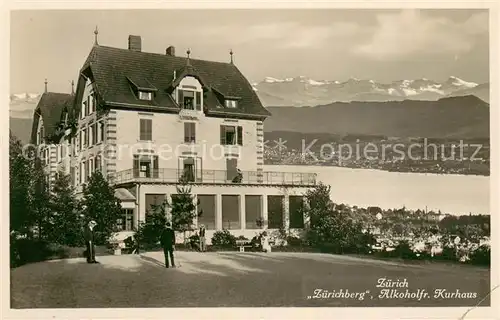AK / Ansichtskarte Zuerich_ZH Zuerichberg Alkoholfreies Kurhaus Blick auf den Zuerichsee Zuerich_ZH