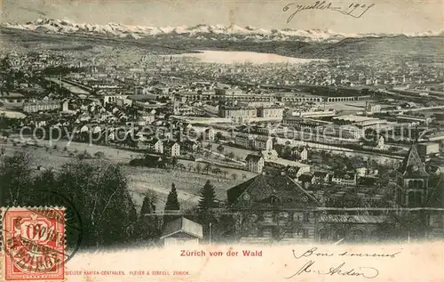 AK / Ansichtskarte Zuerich_ZH Stadtpanorama von der Waid aus gesehen Alpenpanorama Zuerich_ZH