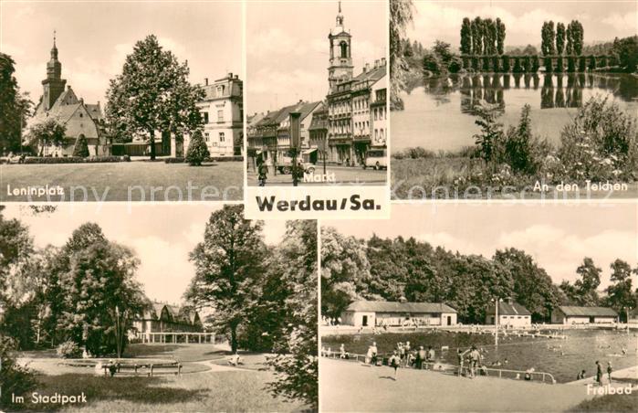 AK / Ansichtskarte Werdau_Sachsen Leninplatz Markt An den Teichen