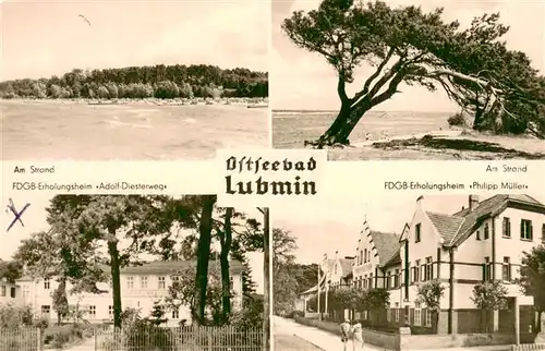 AK / Ansichtskarte Lubmin_Ostseebad Strandpartien FDGB Erholungsheime Adolf Diesterweg und Philipp Mueller Lubmin_Ostseebad