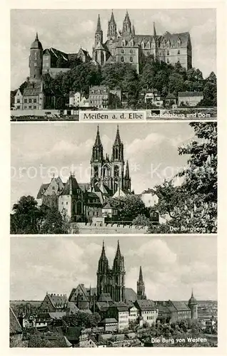 AK / Ansichtskarte Meissen_Elbe_Sachsen Albrechtsburg mit Dom Burgberg Panorama Meissen_Elbe_Sachsen