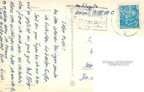 AK / Ansichtskarte Weimar__Thueringen Vorwerksgasse Herderkirche 