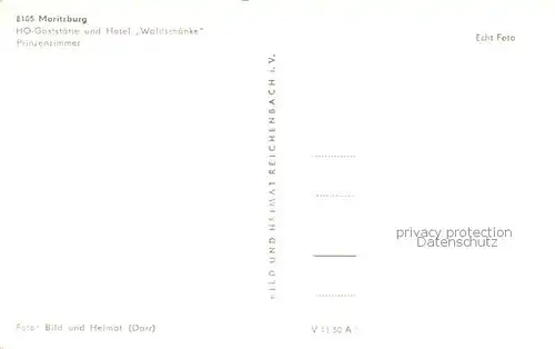 AK / Ansichtskarte Moritzburg_Sachsen HO Gaststaette und Hotel Waldschaenke Prinzenzimmer Moritzburg Sachsen