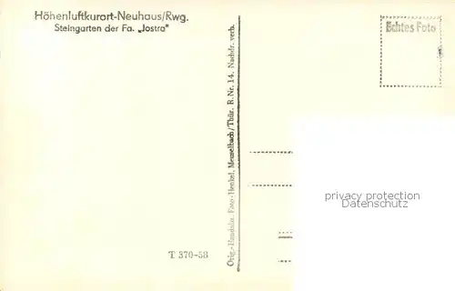 AK / Ansichtskarte Neuhaus_Rennweg Steingarten der Fa Jostra Neuhaus Rennweg