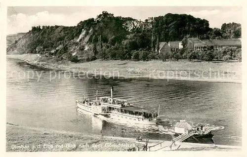 AK / Ansichtskarte Diesbar Seusslitz Elbepartie Fahrgastschiff Goertschfelsen Diesbar Seusslitz