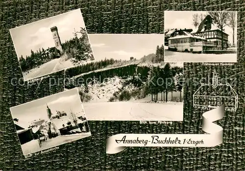 AK / Ansichtskarte Annaberg Buchholz_Erzgebirge Poehlberghaus Frohnauer Hammer Annenkirche Poehlbergblick Annaberg Buchholz