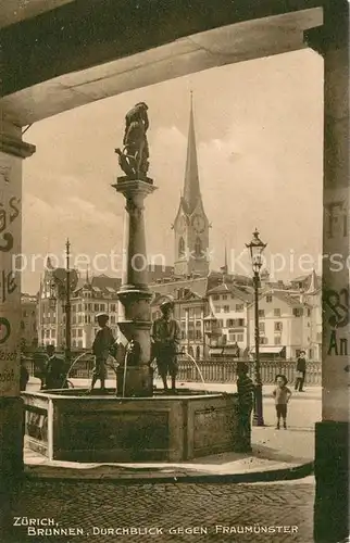 AK / Ansichtskarte Zuerich_ZH Brunnen Durchblick zum Fraumuenster Zuerich_ZH